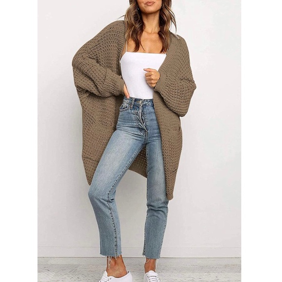 🍂NWT Batwing Sleeve Open Front Chunky Cable Knit Cardigan Sweater🍂 - Picture 6 of 7